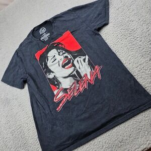 Selena Quintanilla Official Merchandise Black Mineral Wash Graphic T-Shirt Large